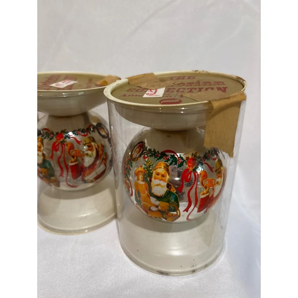 American Themes Victorian Collection Glass Christmas Ornaments Santa Set of 3